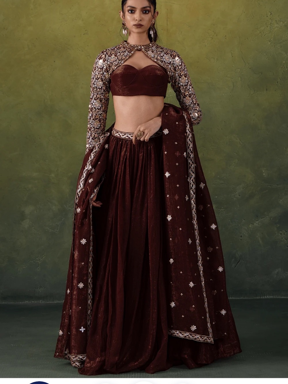 Lashkaraa Brown-Maroon Lehenga